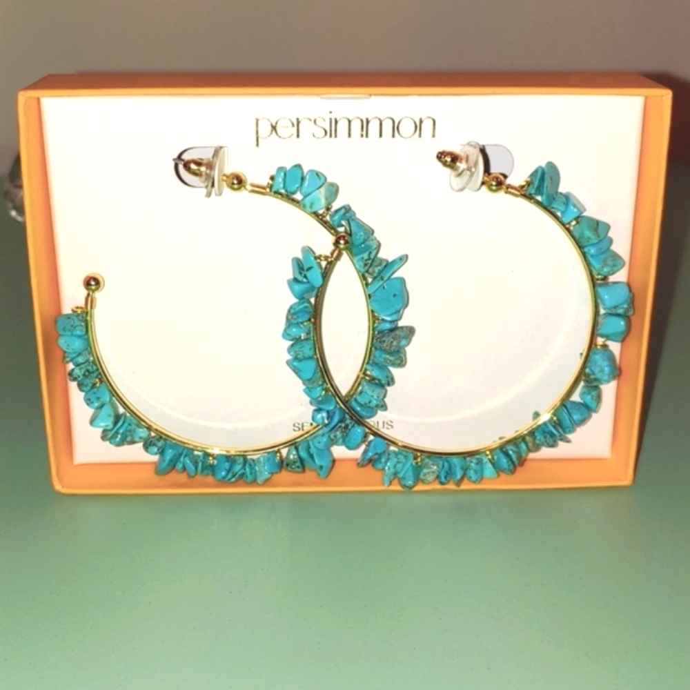 Persimmon | Semiprecious Stones |Hoop earrings